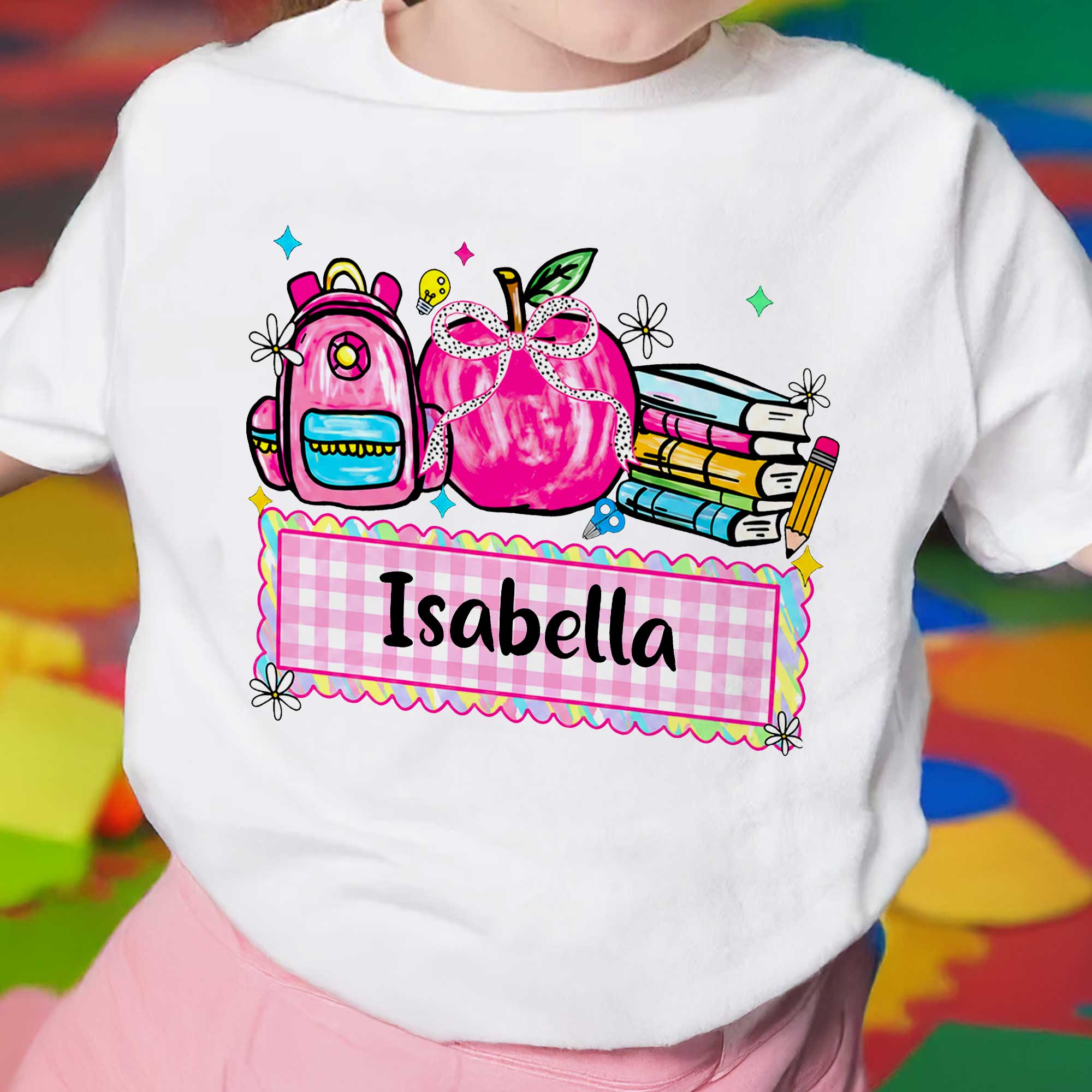 Personalized Kids T-Shirt Apple Backpack Design Custom Name Gift