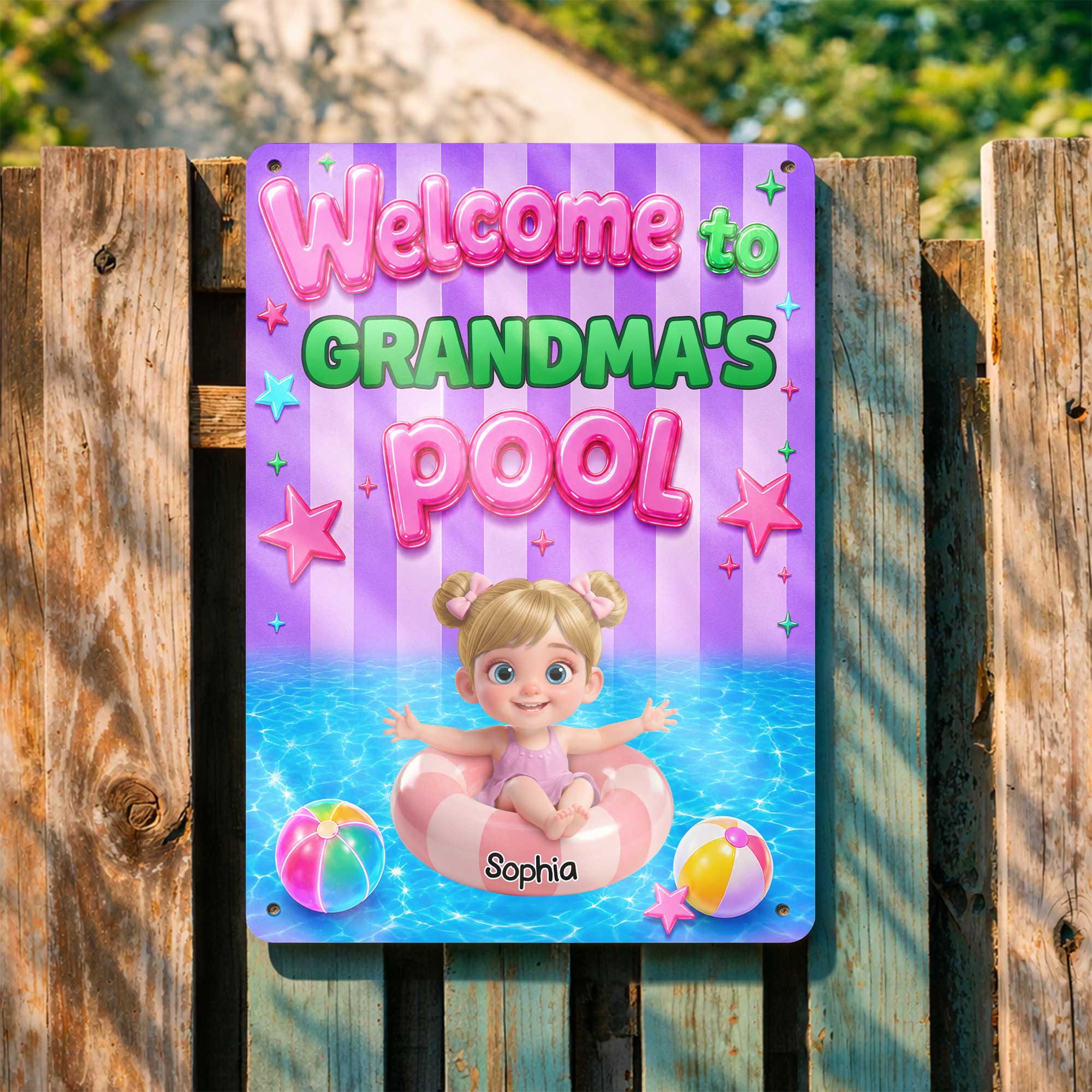 Personalized Metal Sign Custom Name Welcome to Grandma's Pool