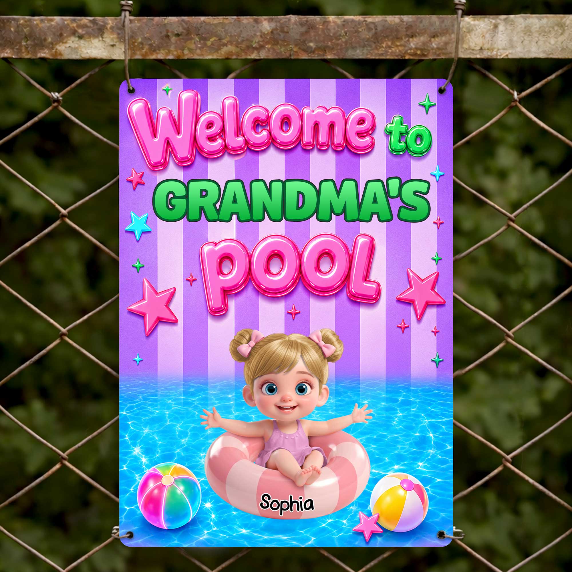 Personalized Metal Sign Custom Name Welcome to Grandma's Pool