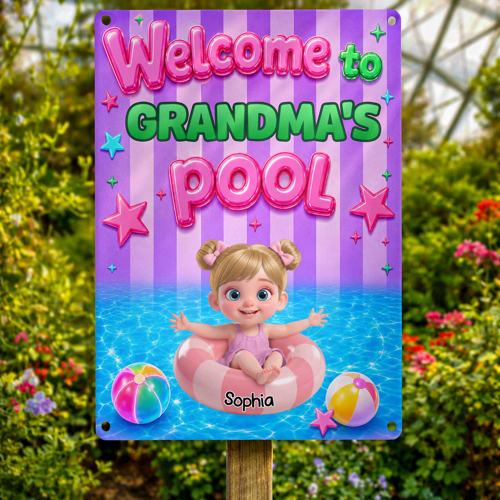 Personalized Metal Sign Custom Name Welcome to Grandma's Pool