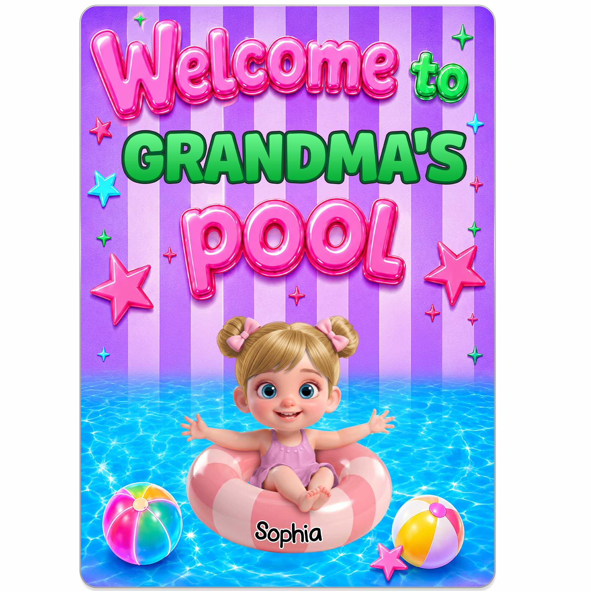 Personalized Metal Sign Custom Name Welcome to Grandma's Pool