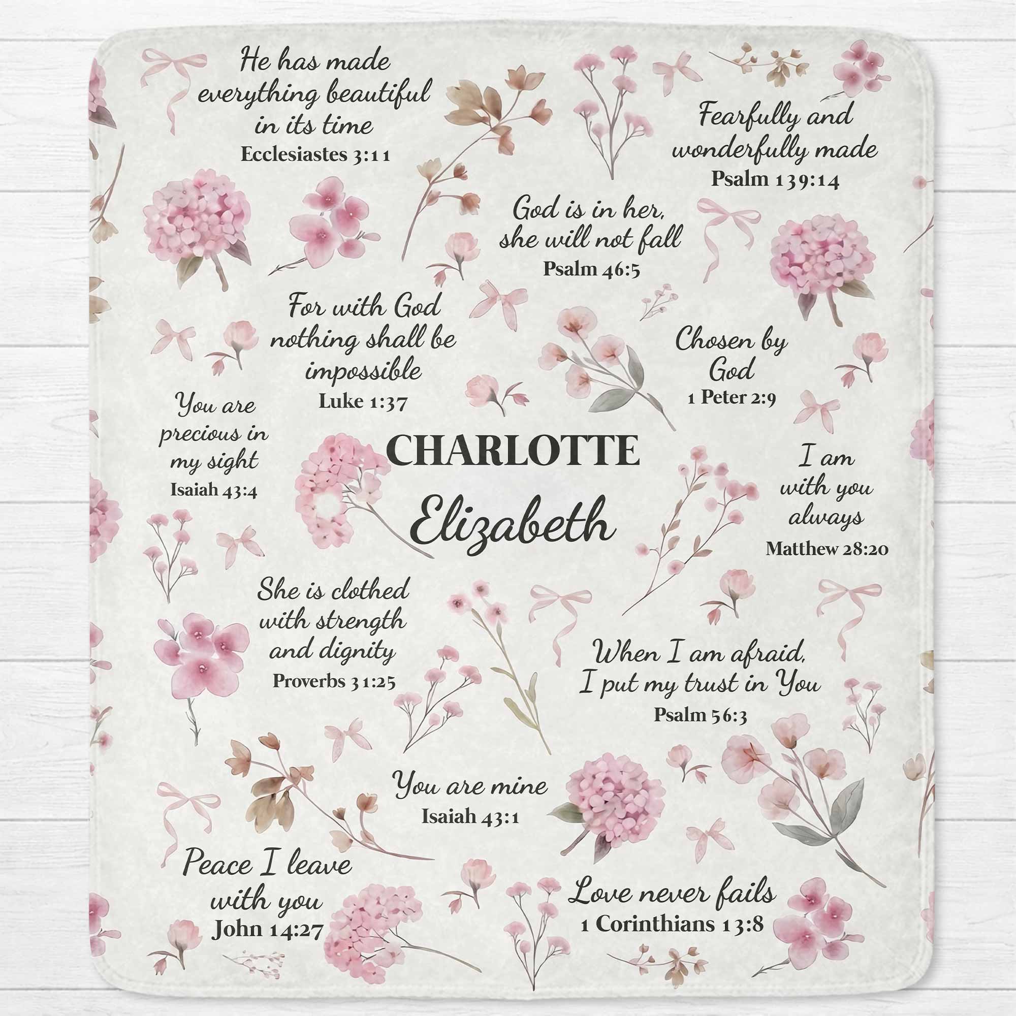 Personalized Fleece Blanket Custom Name Bible Verse Gift