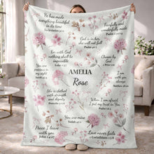 Load image into Gallery viewer, Personalized Fleece Blanket Custom Name Bible Verse Gift
