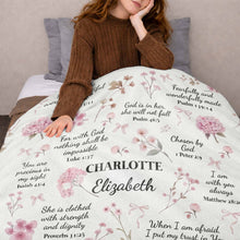 Load image into Gallery viewer, Personalized Fleece Blanket Custom Name Bible Verse Gift
