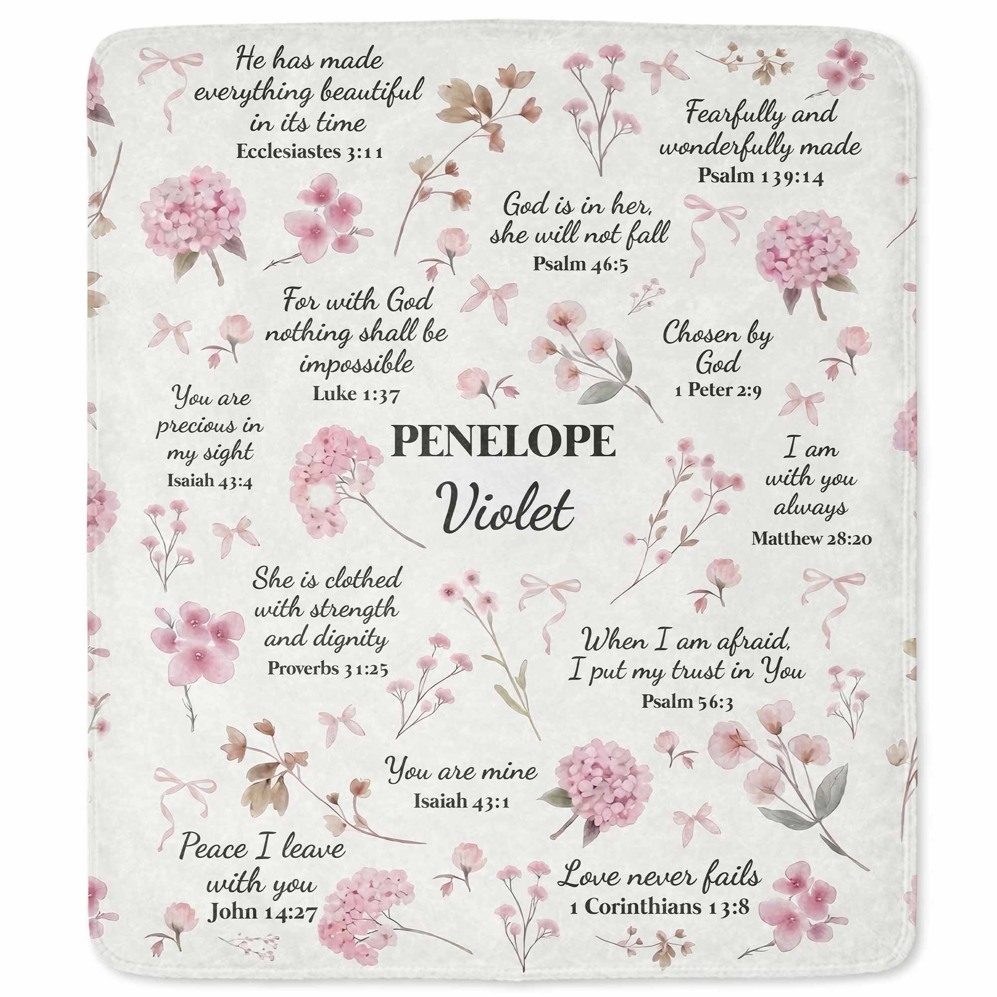 Personalized Fleece Blanket Custom Name Bible Verse Gift