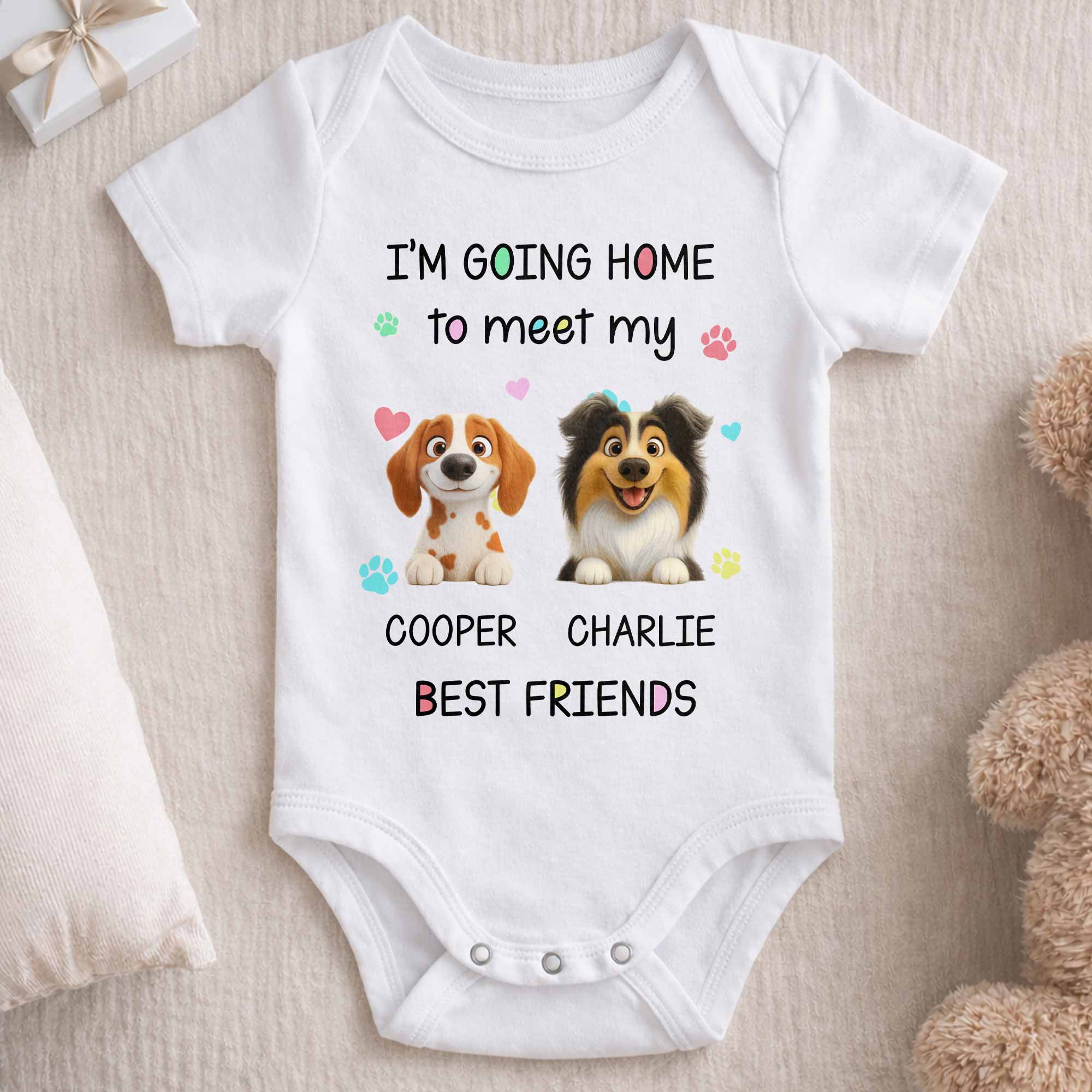 Personalized Custom Baby Onesie Cute Pet Design Gift for Kids