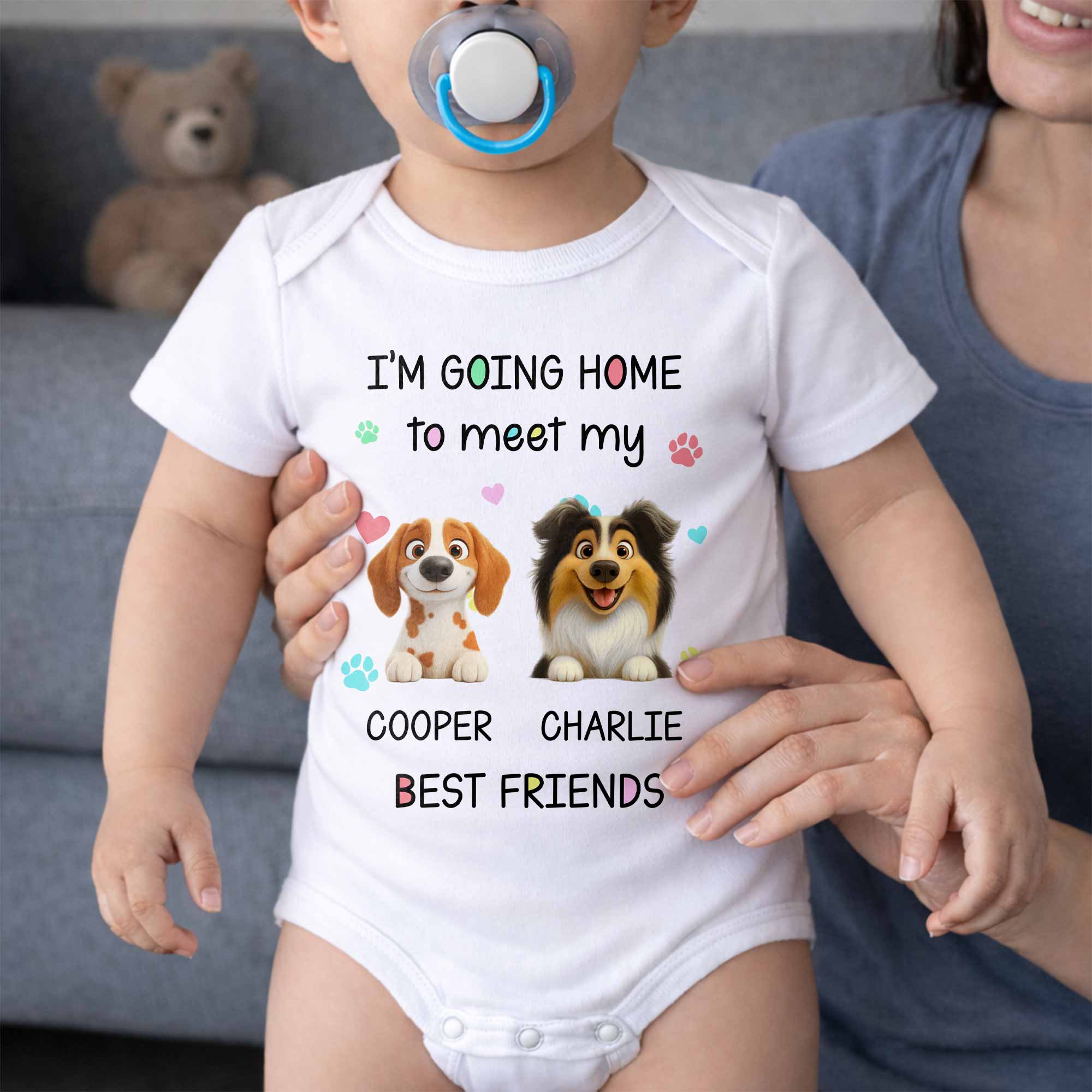 Personalized Custom Baby Onesie Cute Pet Design Gift for Kids