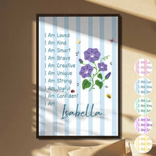 Load image into Gallery viewer, Personalized Affirmation Poster with Birth Month Flowers for Kids
