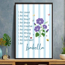 Load image into Gallery viewer, Personalized Affirmation Poster with Birth Month Flowers for Kids
