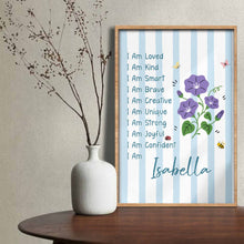 Load image into Gallery viewer, Personalized Affirmation Poster with Birth Month Flowers for Kids
