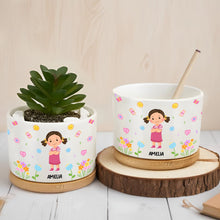 Load image into Gallery viewer, Personalized Ceramic Plant Pot Custom Name Kids Gift for Gardening
