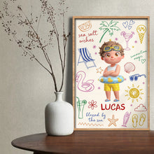 Load image into Gallery viewer, Personalized Coastal Kids Art Custom Name Vertical Poster
