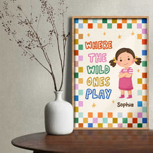 Load image into Gallery viewer, Personalized Kids Custom Vertical Poster Checkered Colorful Art
