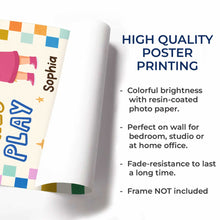 Load image into Gallery viewer, Personalized Kids Custom Vertical Poster Checkered Colorful Art
