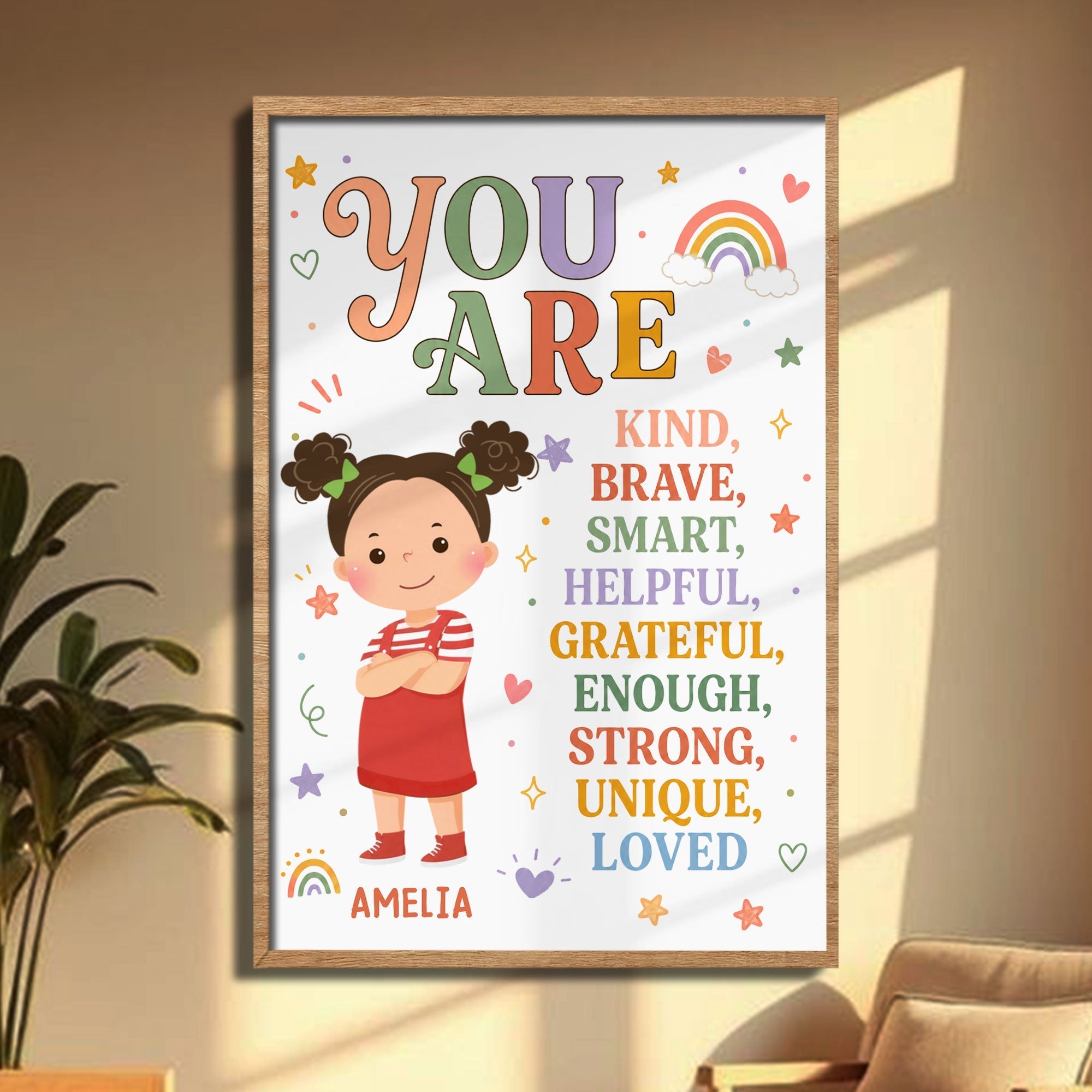 Personalized Positive Affirmation Poster Custom Name for Kids