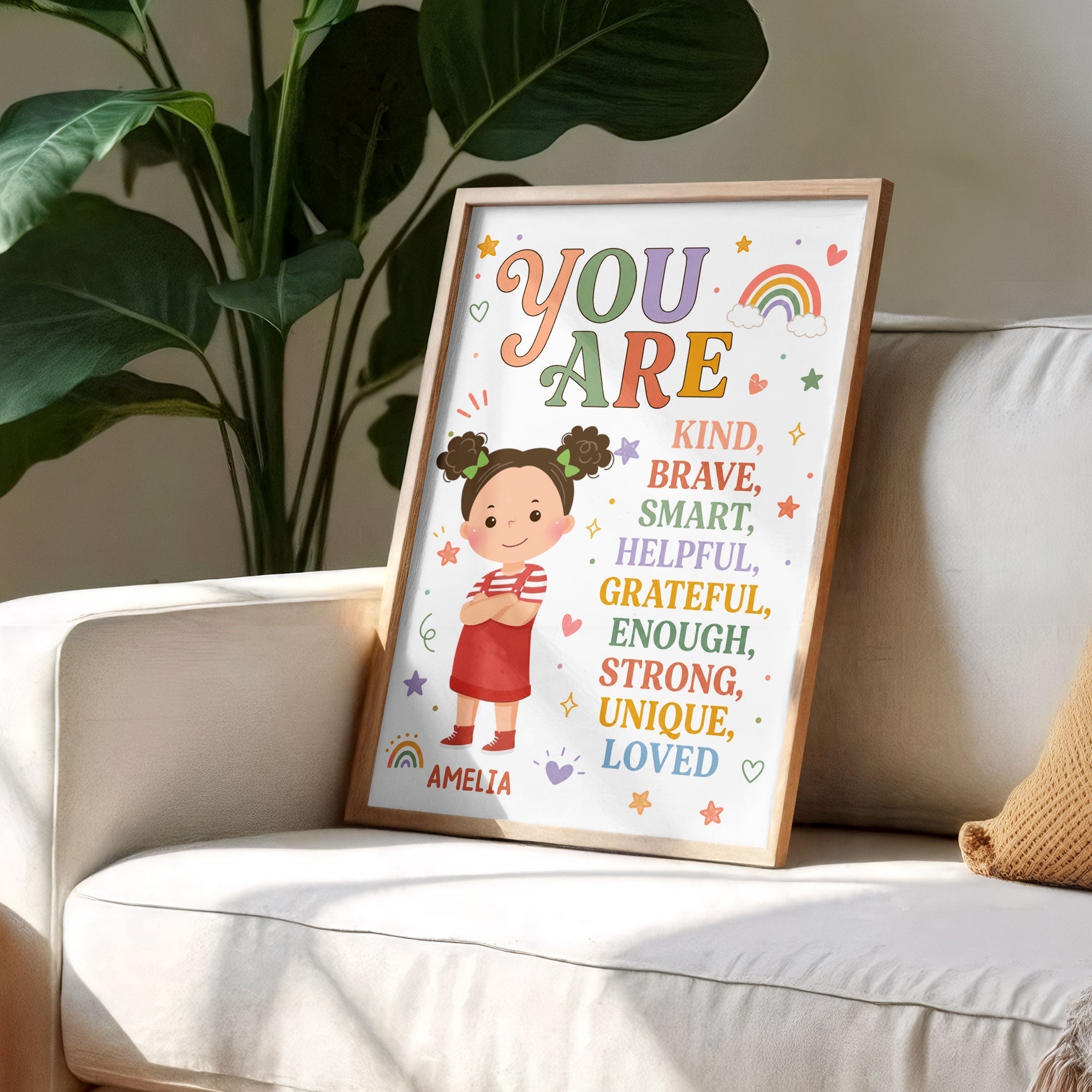 Personalized Positive Affirmation Poster Custom Name for Kids