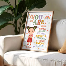 Load image into Gallery viewer, Personalized Positive Affirmation Poster Custom Name for Kids
