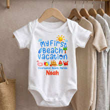Load image into Gallery viewer, Personalized Baby Onesie Custom Name First Beach Vacation Gift
