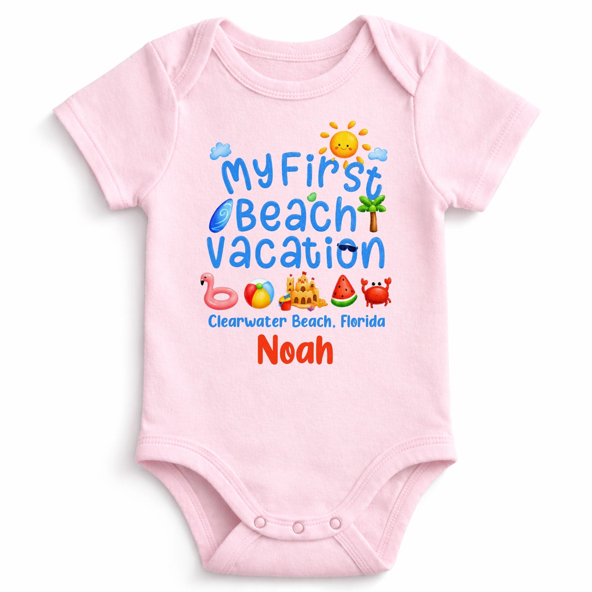Personalized Baby Onesie Custom Name First Beach Vacation Gift