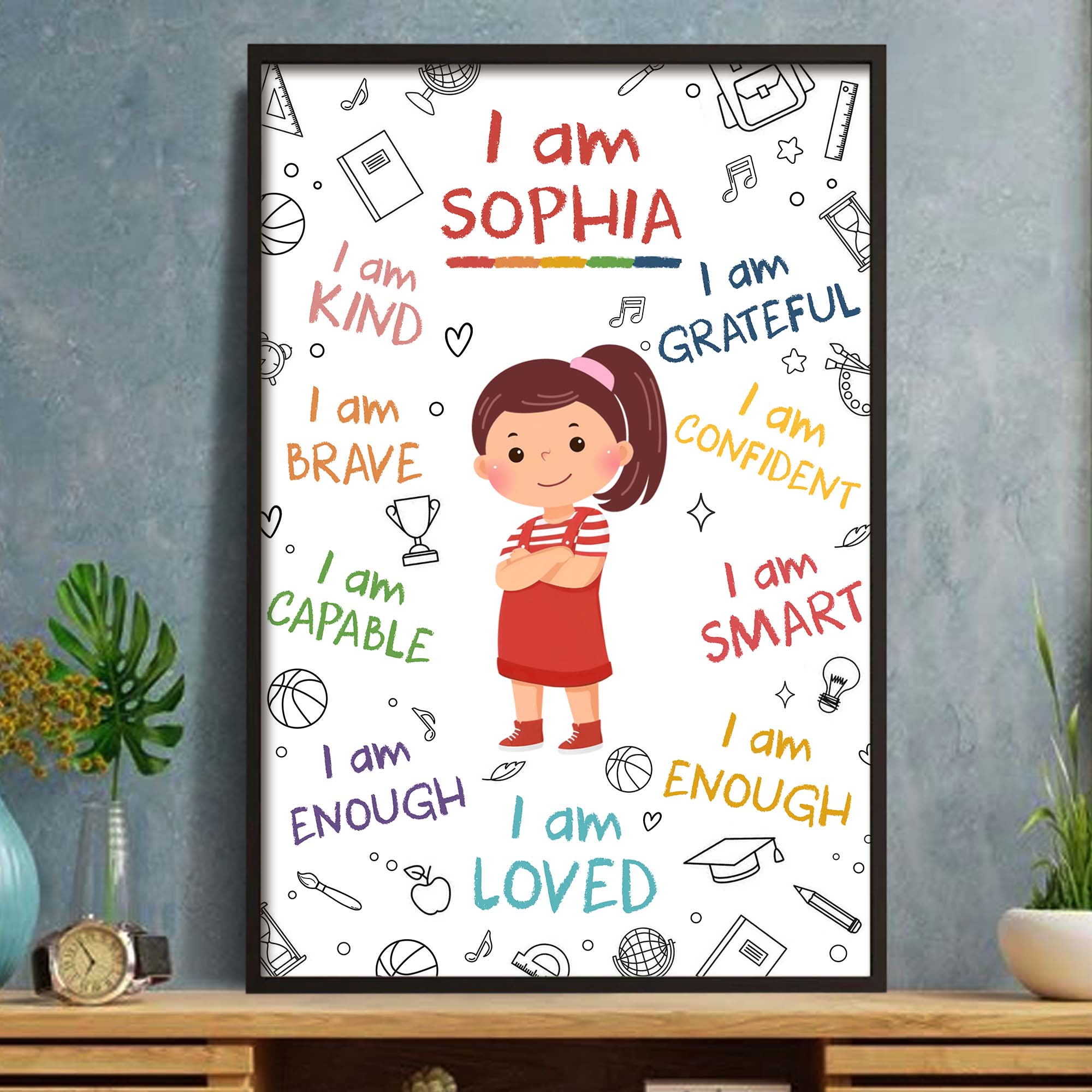 Personalized Affirmation Poster Custom Name Gift for Kids