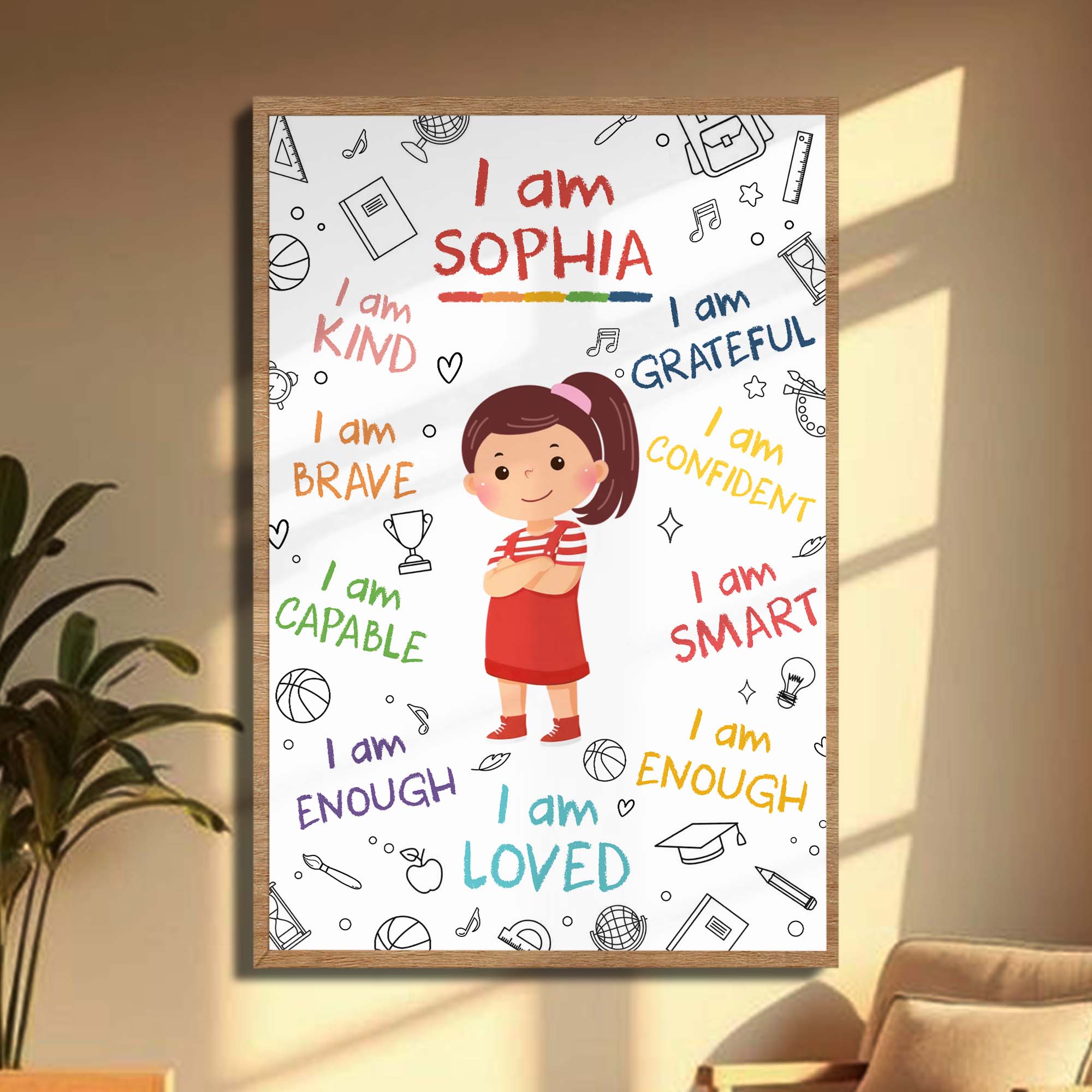 Personalized Affirmation Poster Custom Name Gift for Kids