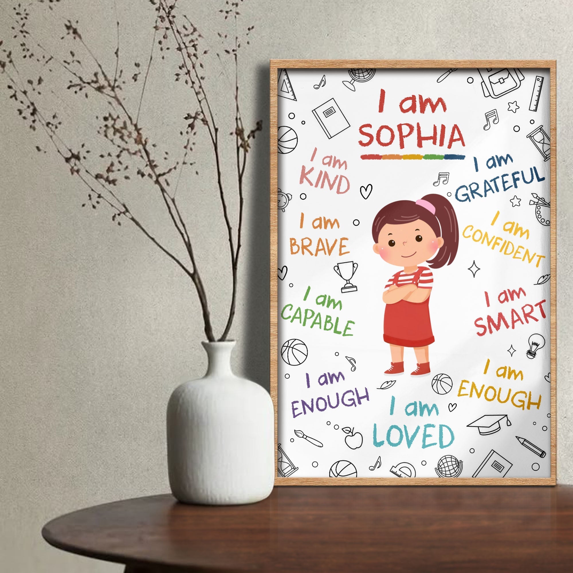 Personalized Affirmation Poster Custom Name Gift for Kids