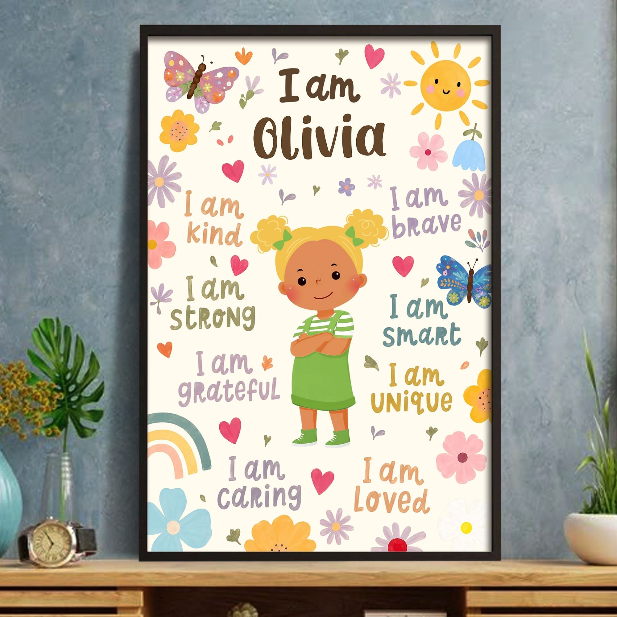 Personalized Vertical Poster Custom Name Affirmations for Kids