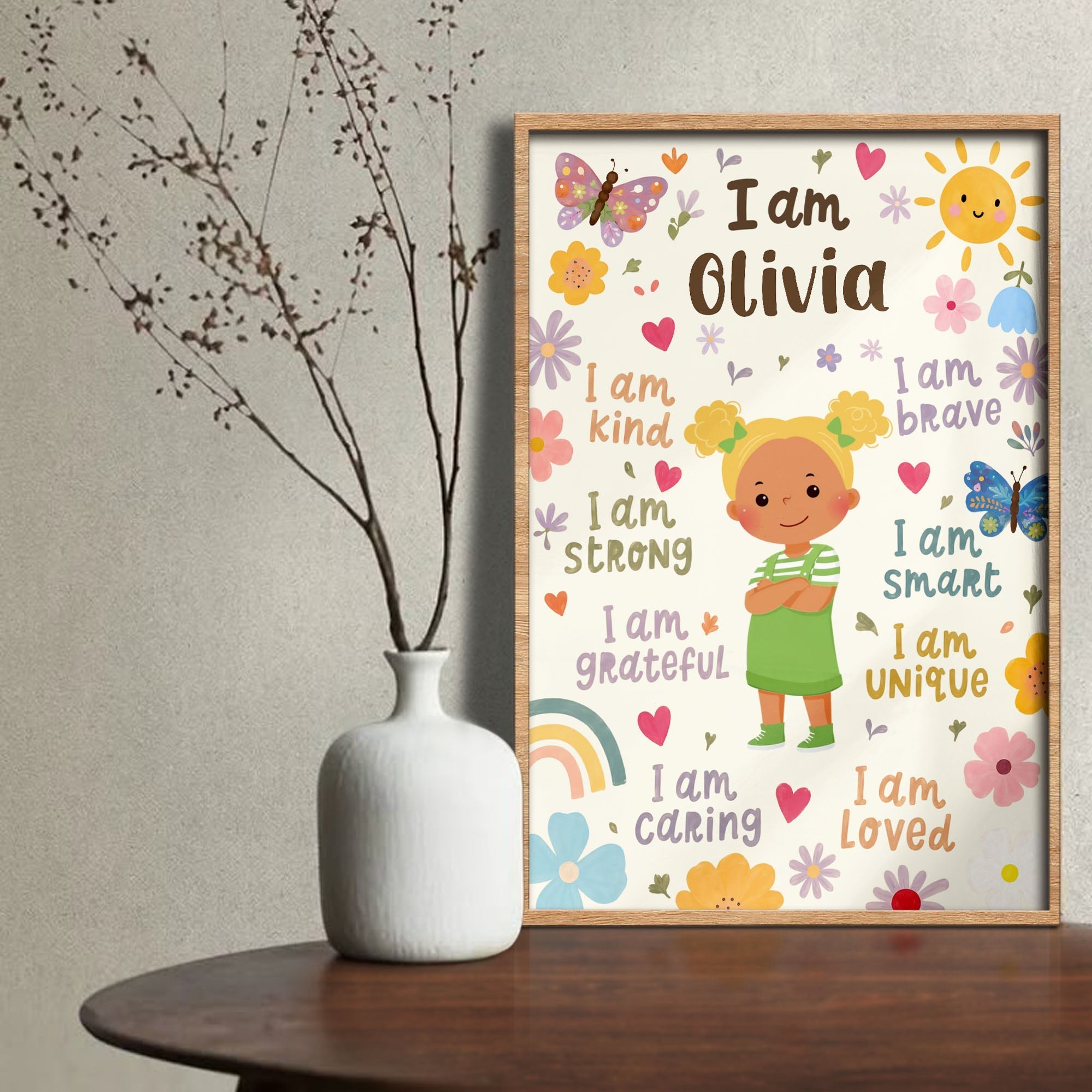 Personalized Vertical Poster Custom Name Affirmations for Kids