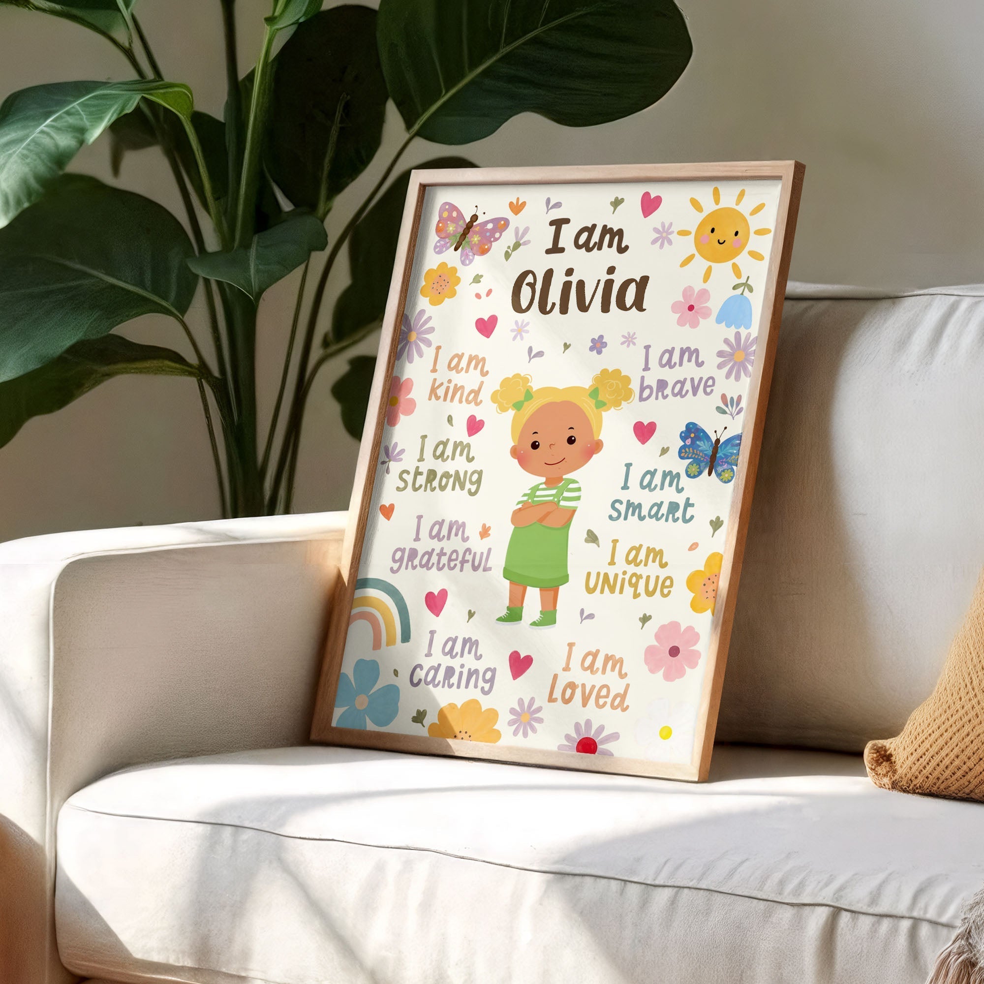 Personalized Vertical Poster Custom Name Affirmations for Kids