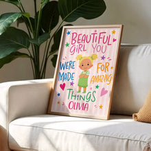 Load image into Gallery viewer, Personalized Vertical Poster Custom Name Gift for Kids Stars Hearts

