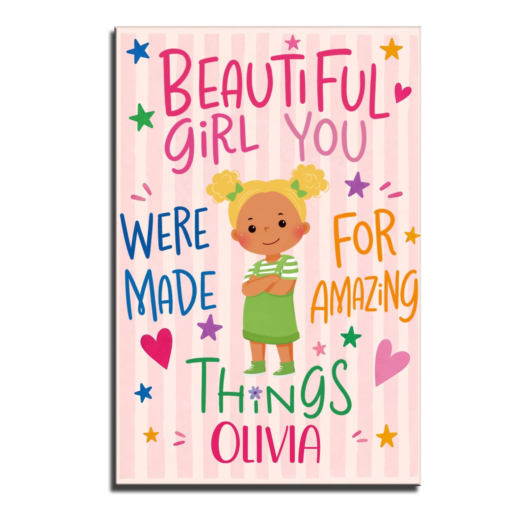 Personalized Vertical Poster Custom Name Gift for Kids Stars Hearts