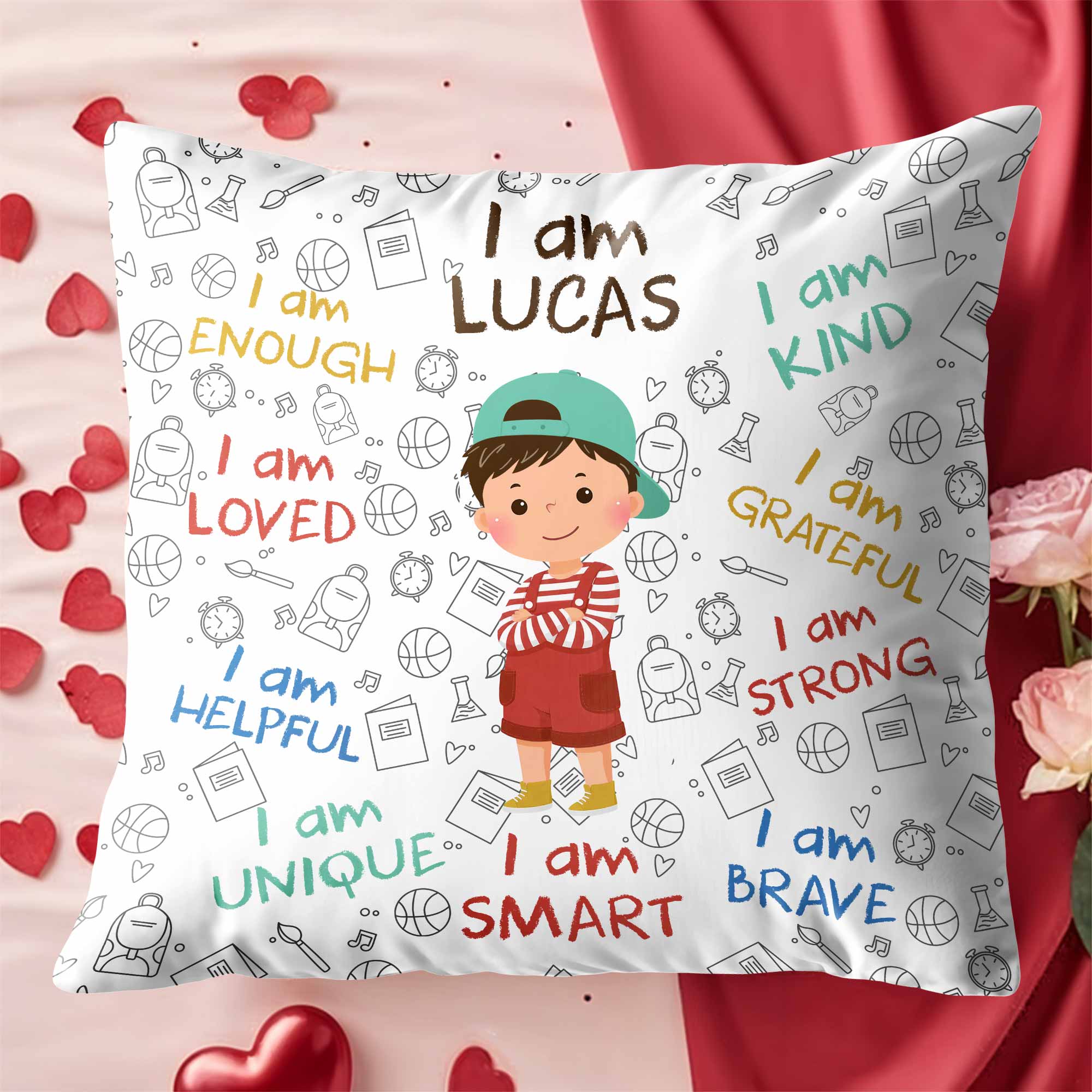 Personalized Kids Affirmation Pillow Custom Name Gift Decorative