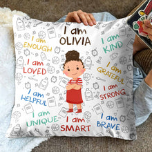 Load image into Gallery viewer, Personalized Kids Affirmation Pillow Custom Name Gift Decorative
