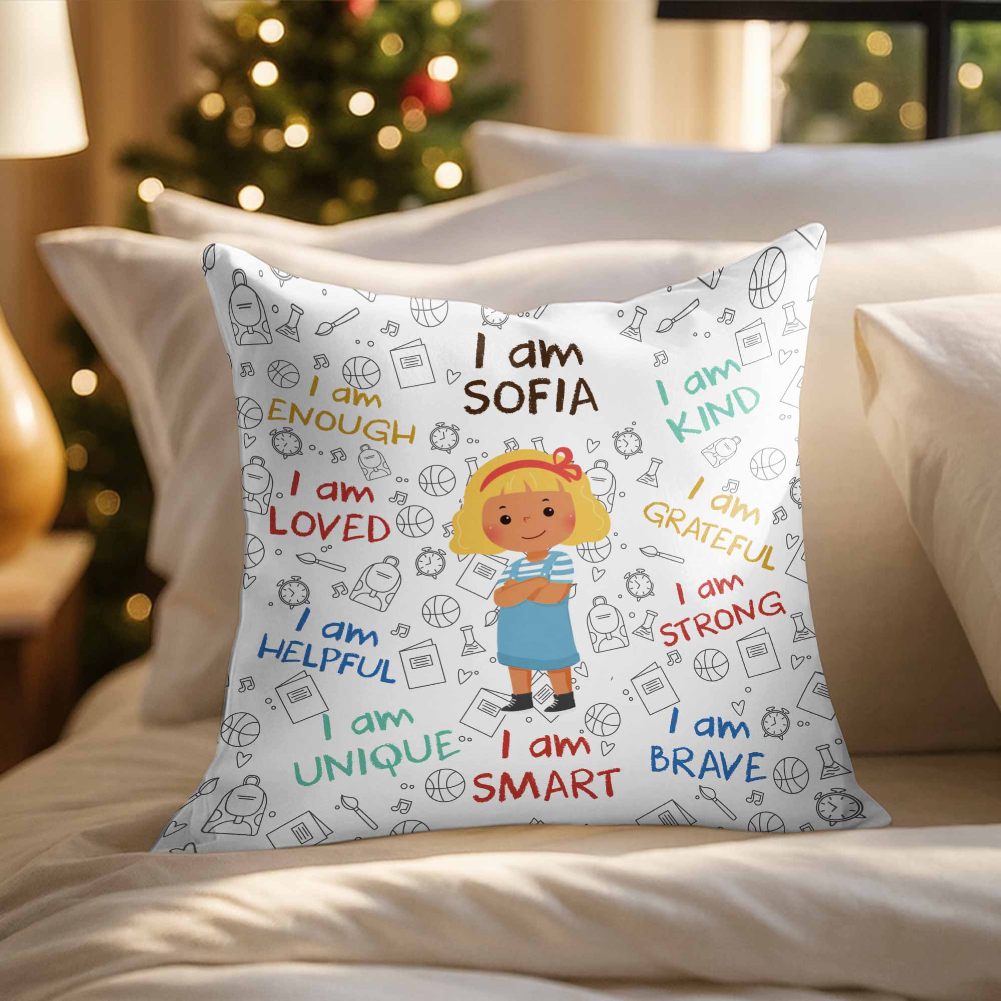 Personalized Kids Affirmation Pillow Custom Name Gift Decorative