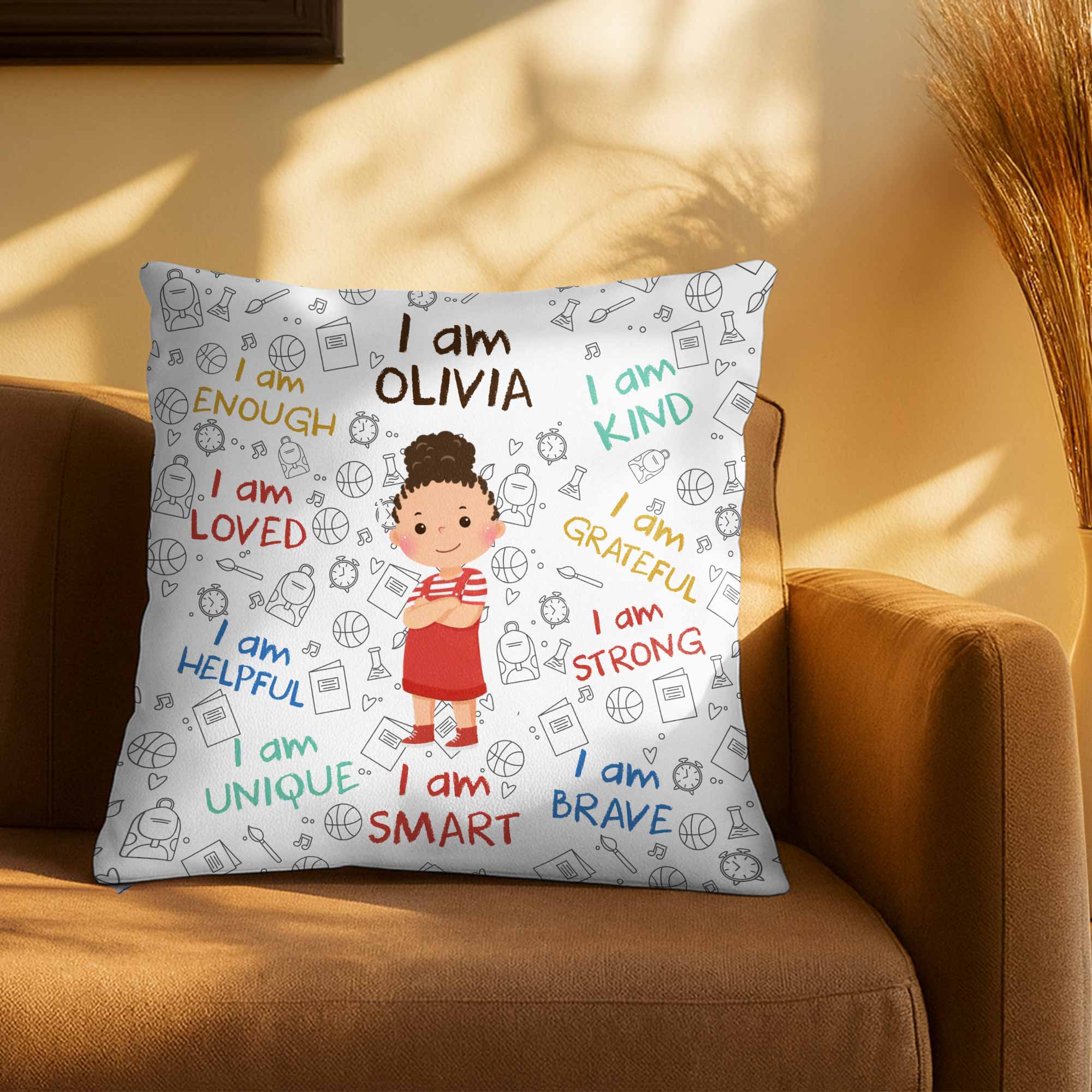 Personalized Kids Affirmation Pillow Custom Name Gift Decorative