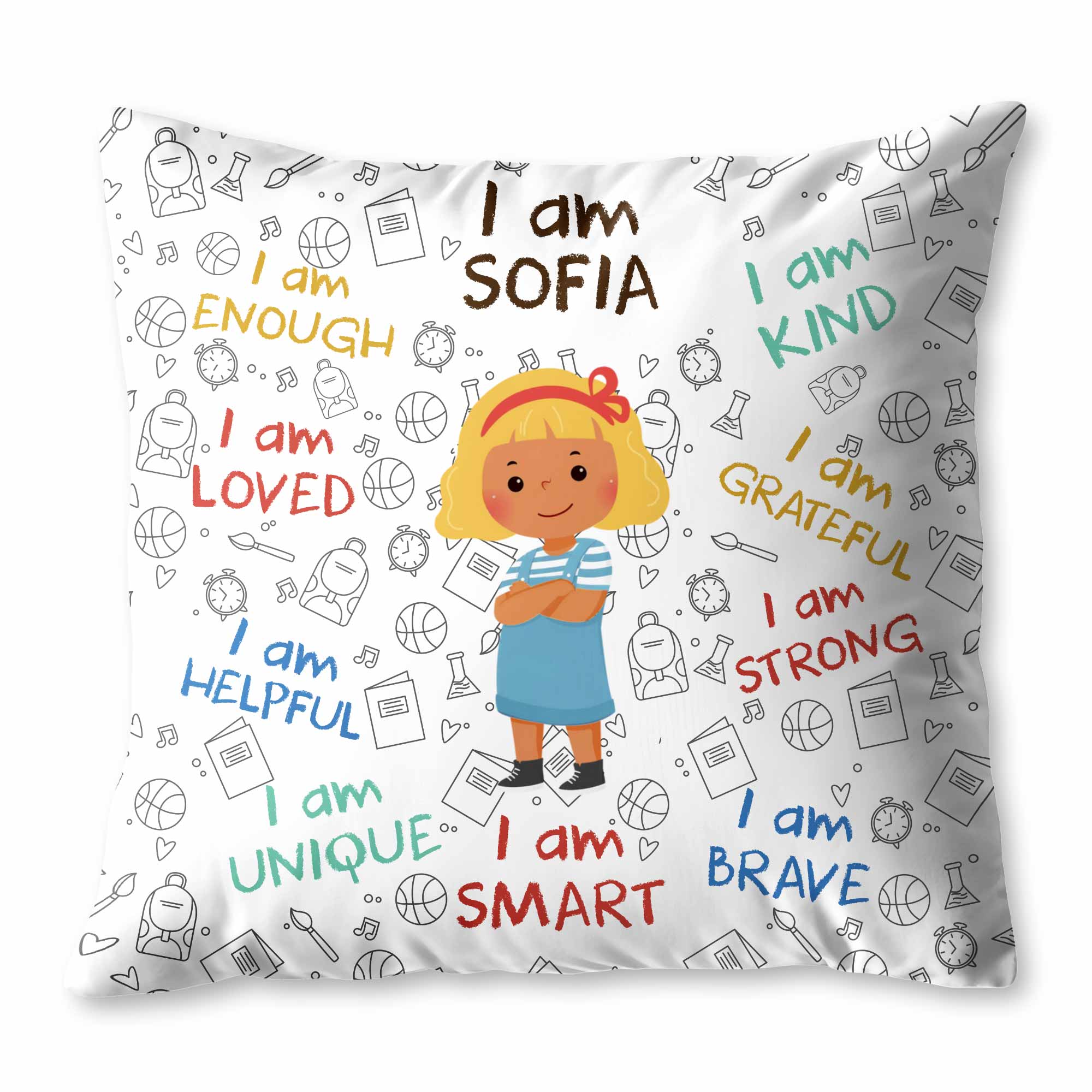 Personalized Kids Affirmation Pillow Custom Name Gift Decorative