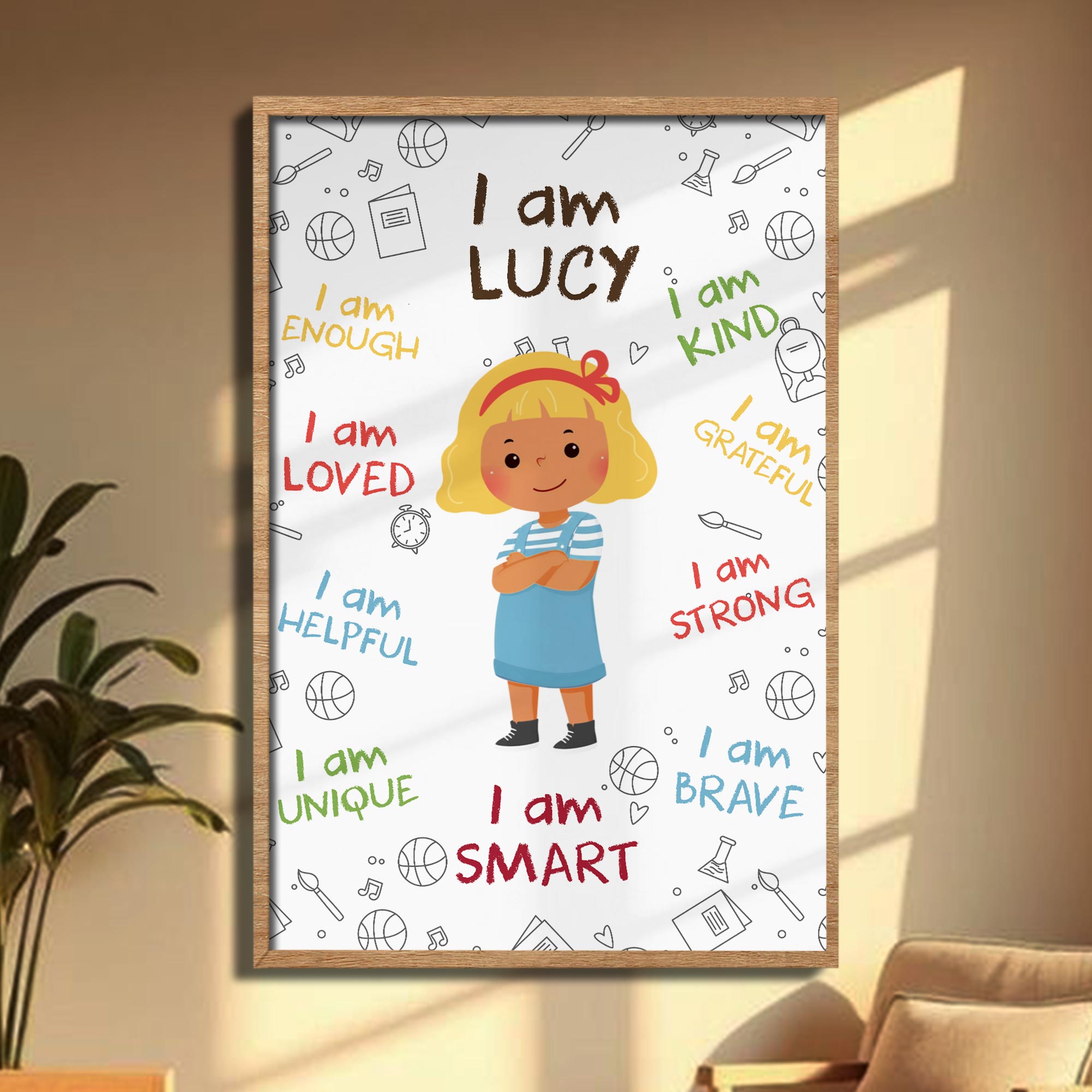 Personalized Affirmation Poster for Kids Cute Custom Art