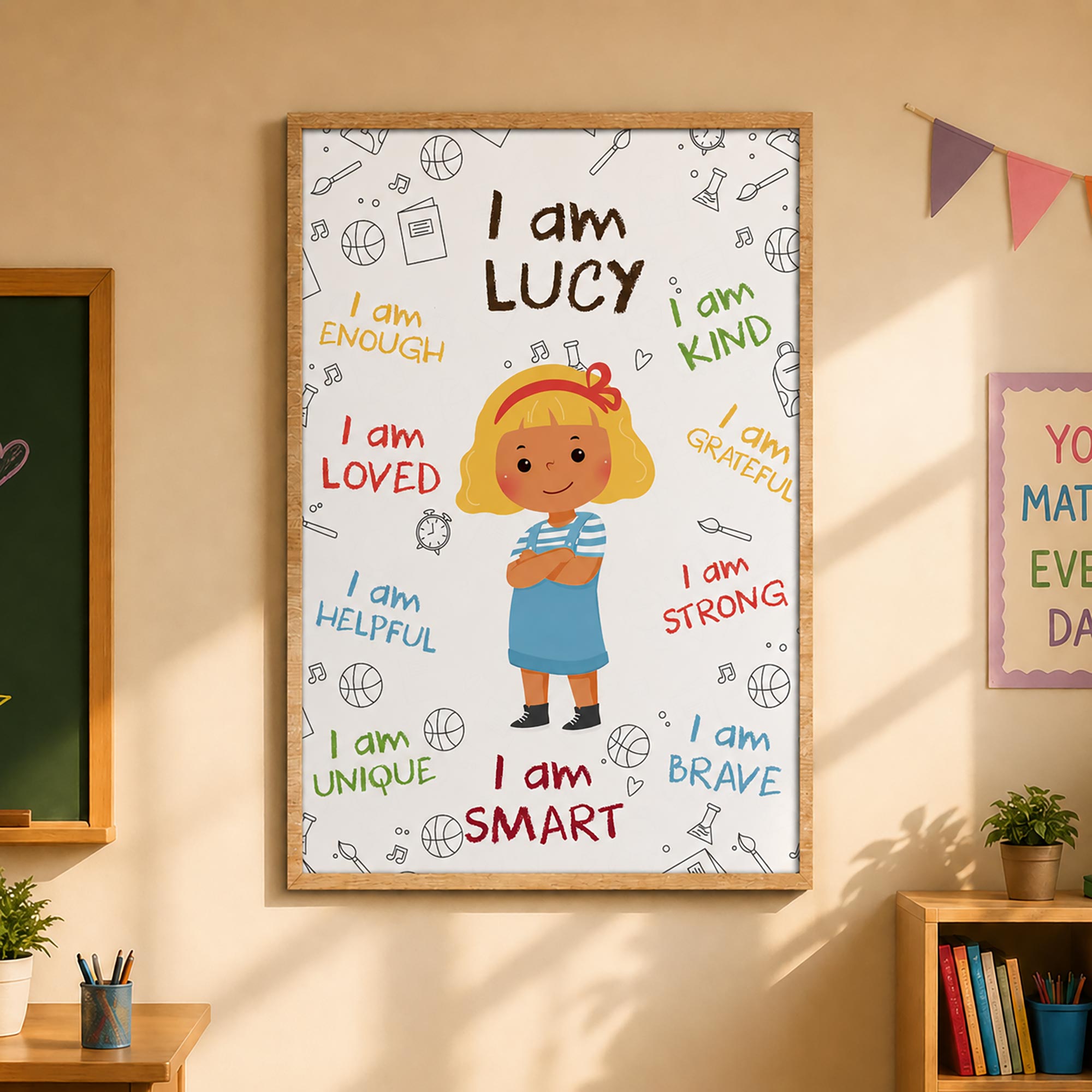 Personalized Affirmation Poster for Kids Cute Custom Art