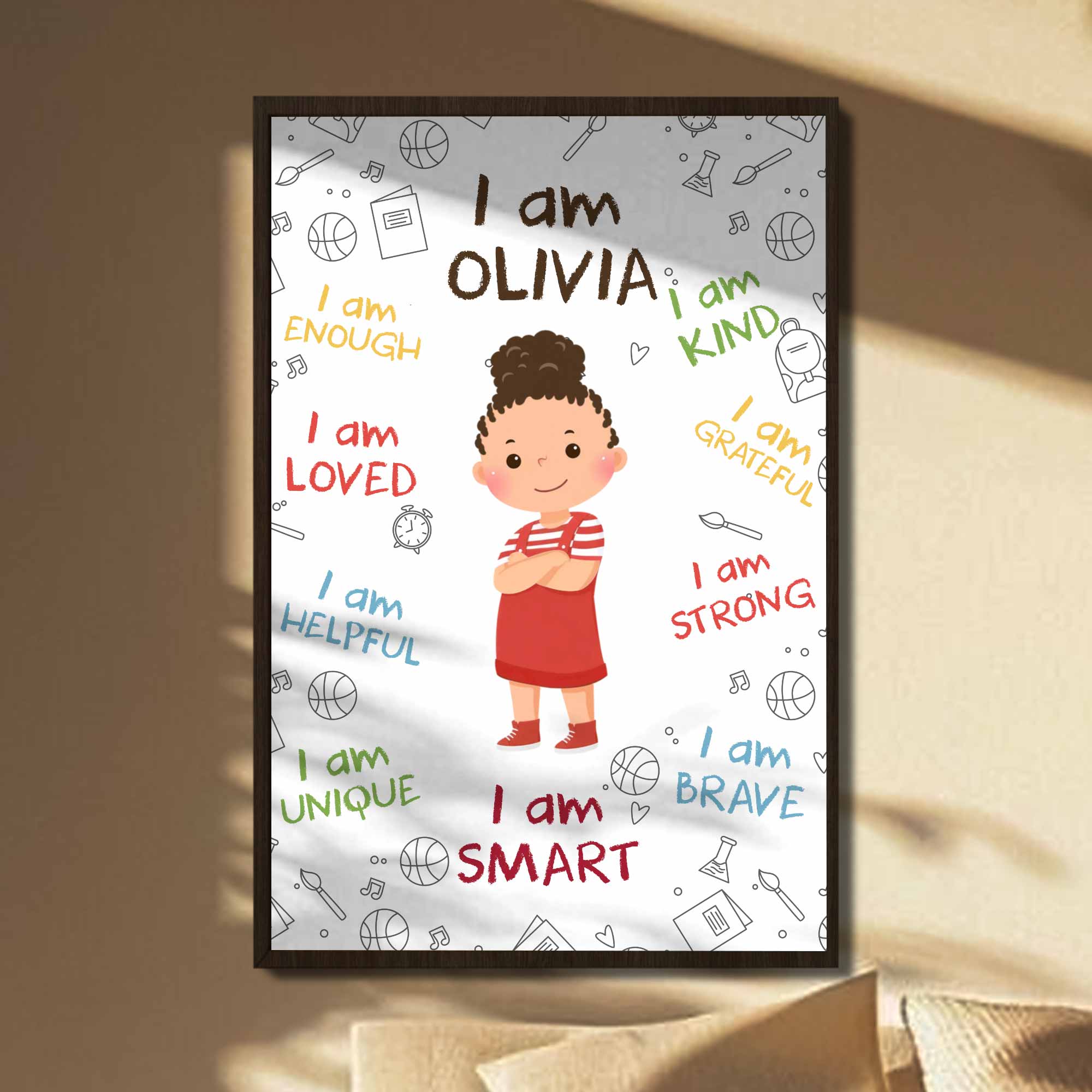 Personalized Affirmation Poster for Kids Cute Custom Art