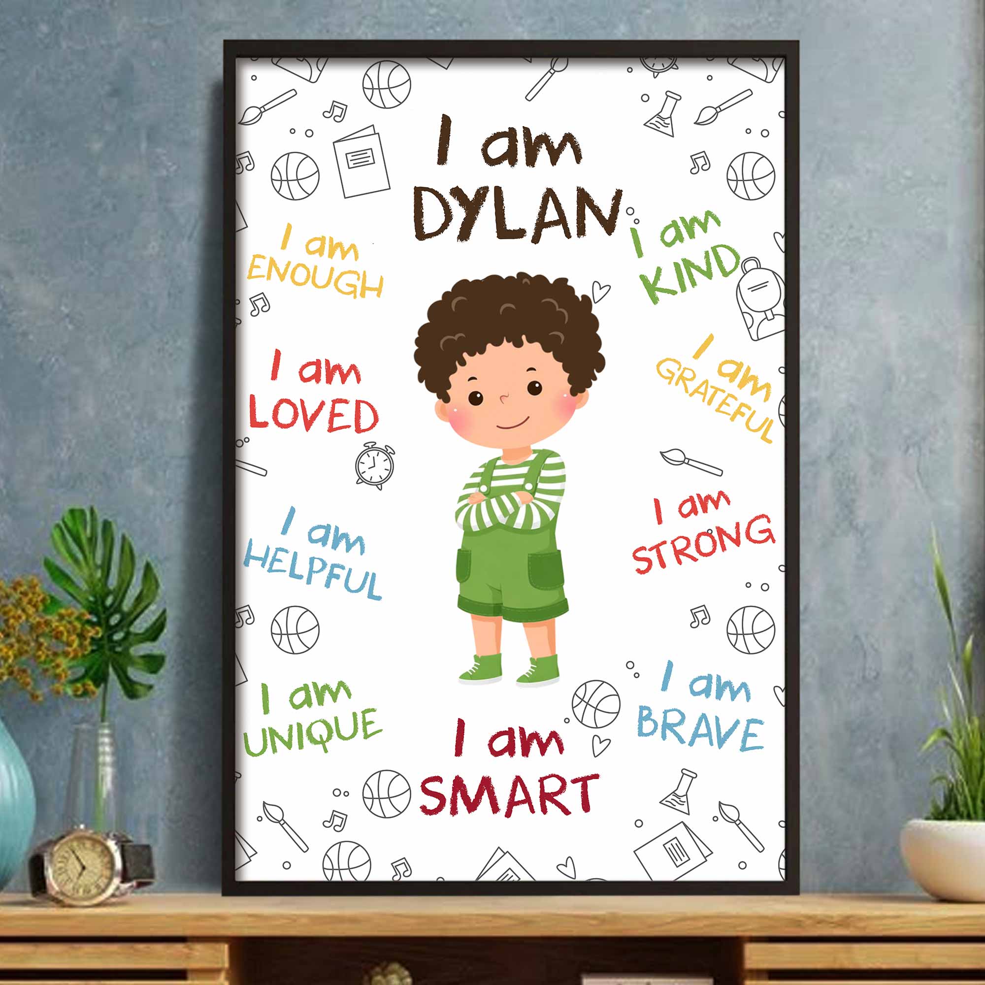 Personalized Affirmation Poster for Kids Cute Custom Art