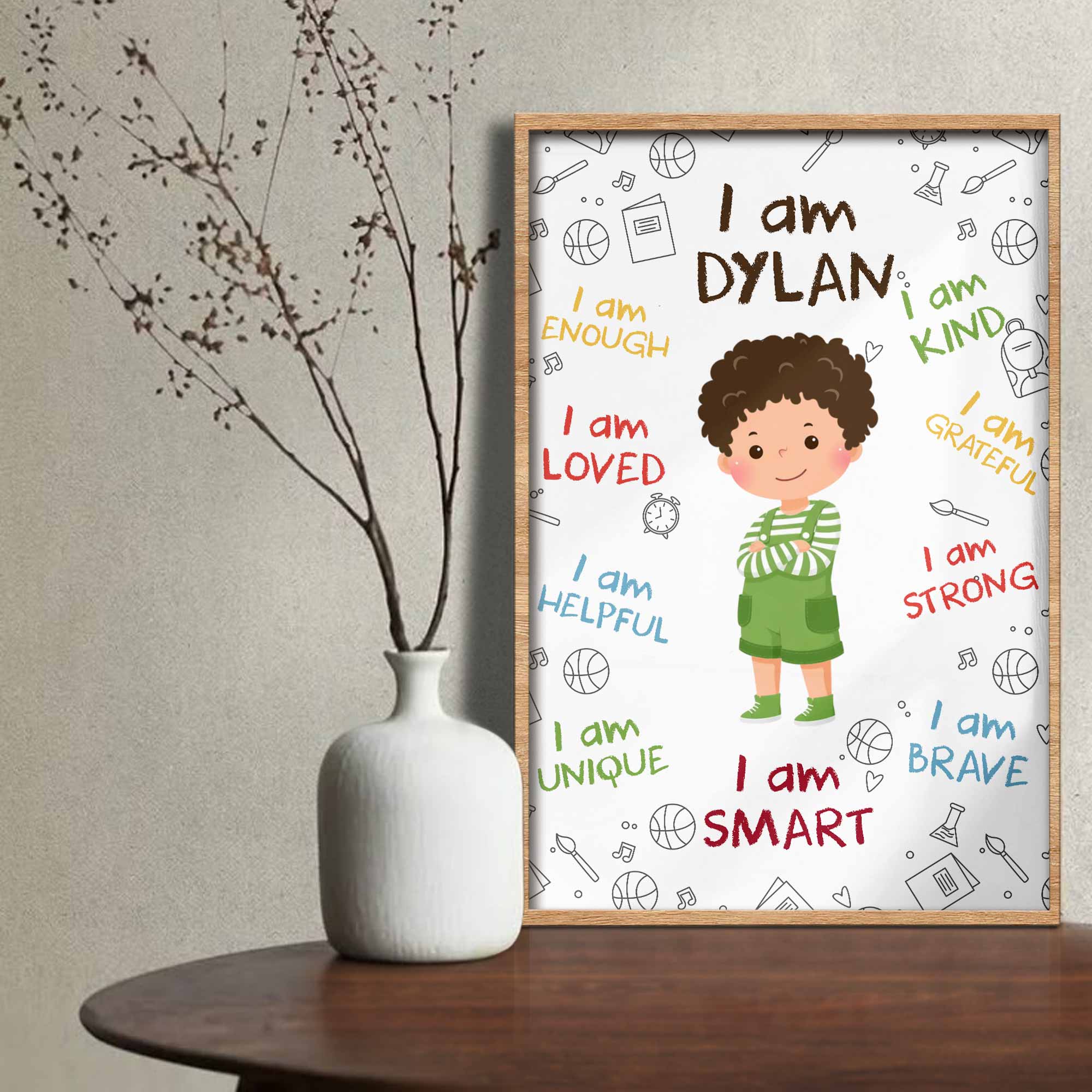 Personalized Affirmation Poster for Kids Cute Custom Art