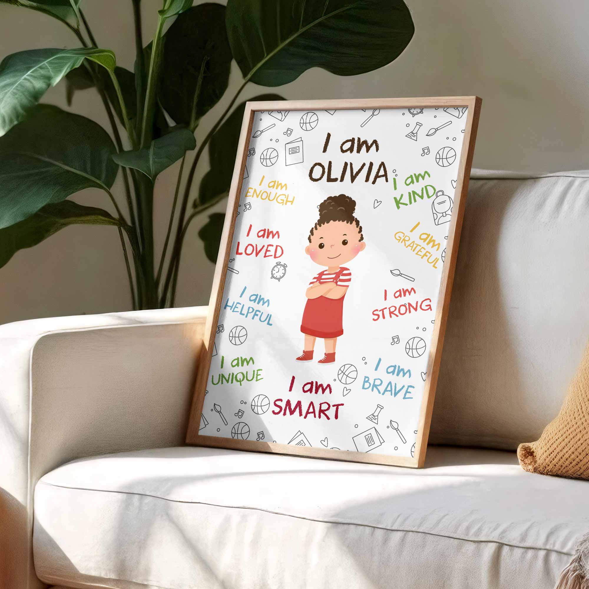 Personalized Affirmation Poster for Kids Cute Custom Art