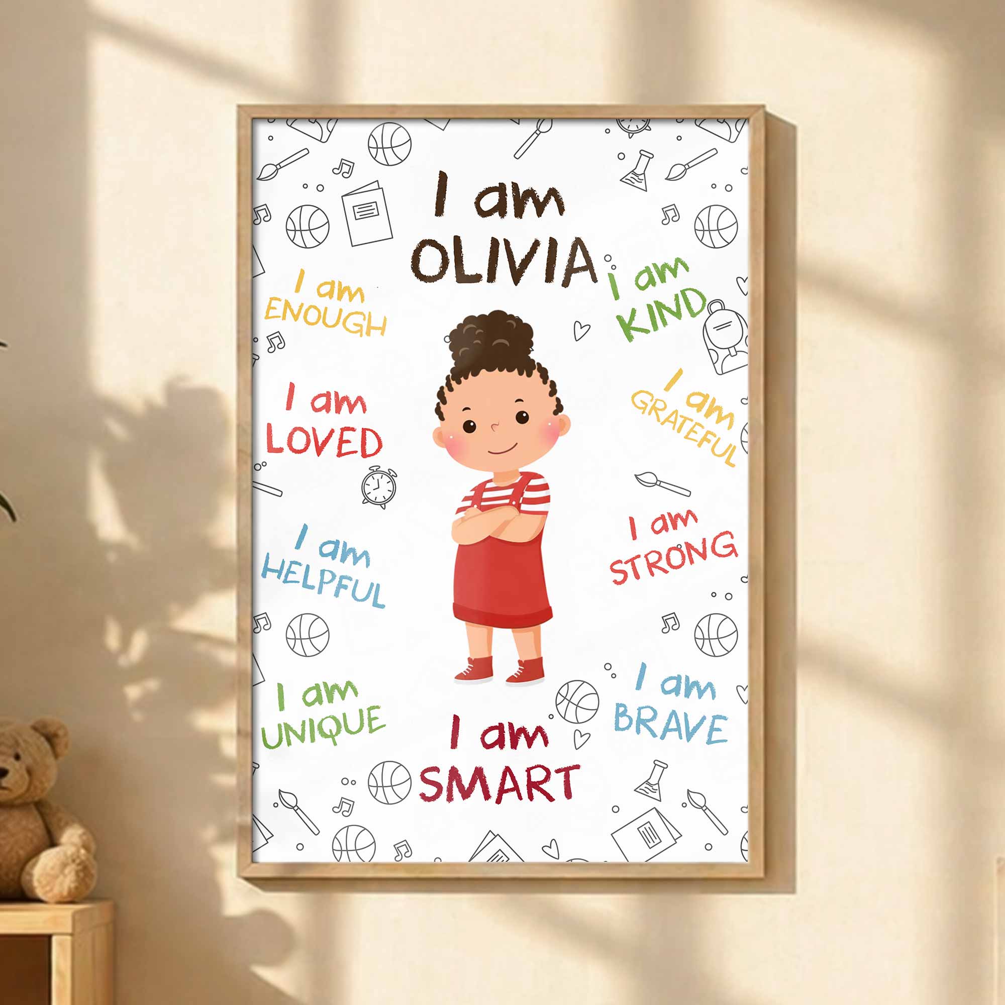 Personalized Affirmation Poster for Kids Cute Custom Art