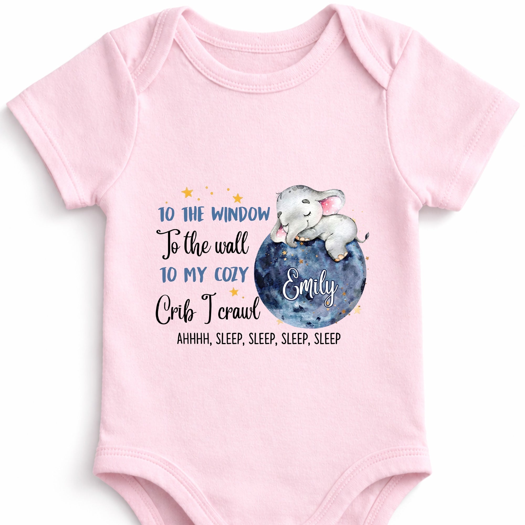 Personalized Custom Baby Onesie Cute Elephant Moon Gift