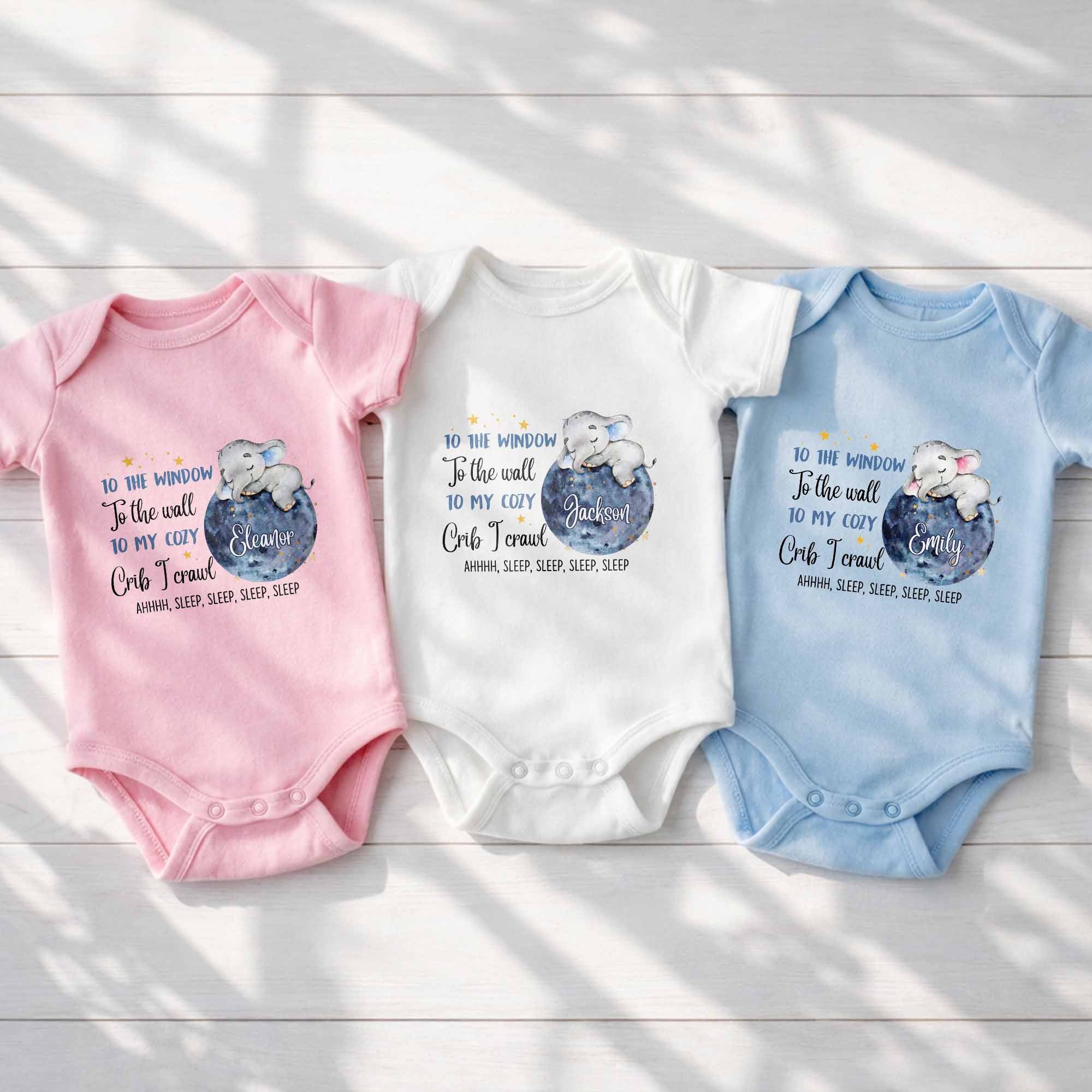 Personalized Custom Baby Onesie Cute Elephant Moon Gift