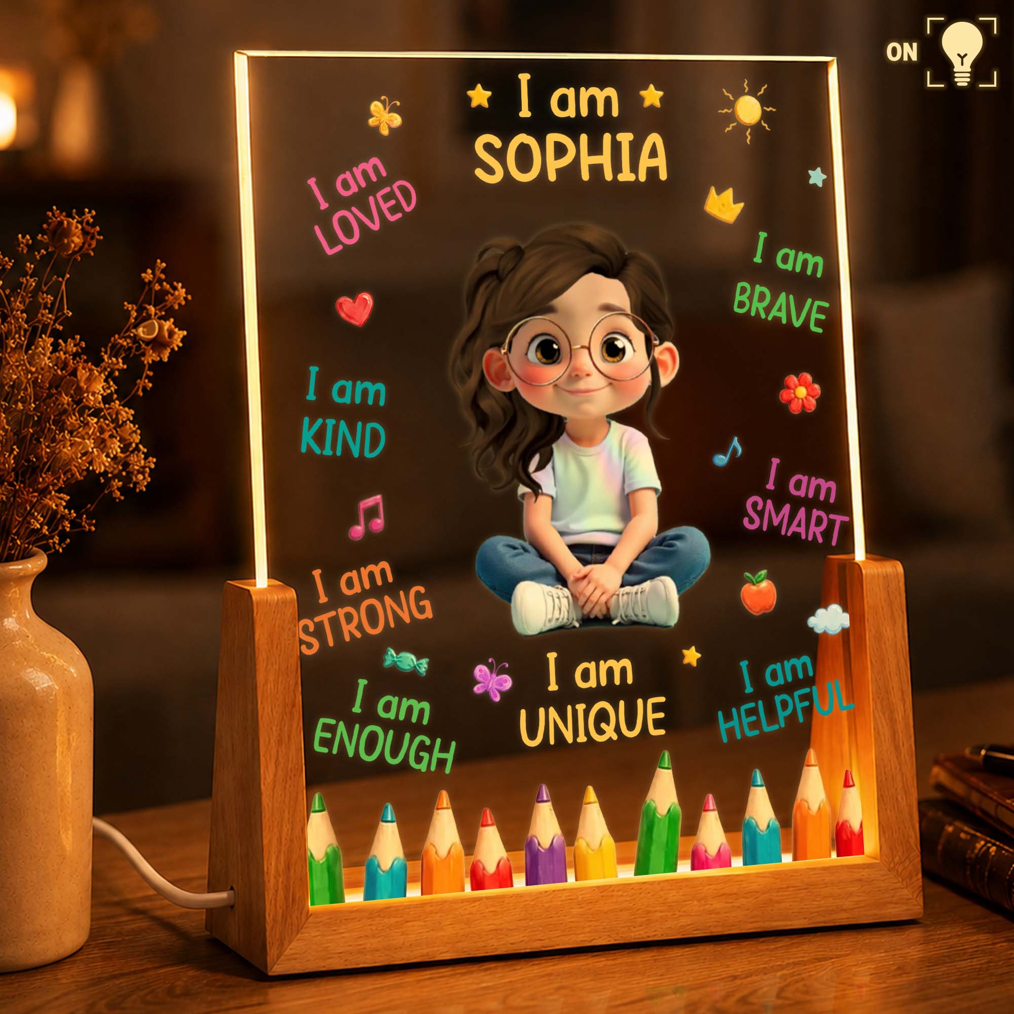 Personalized Acrylic Night Light Custom Name Gift for Kids