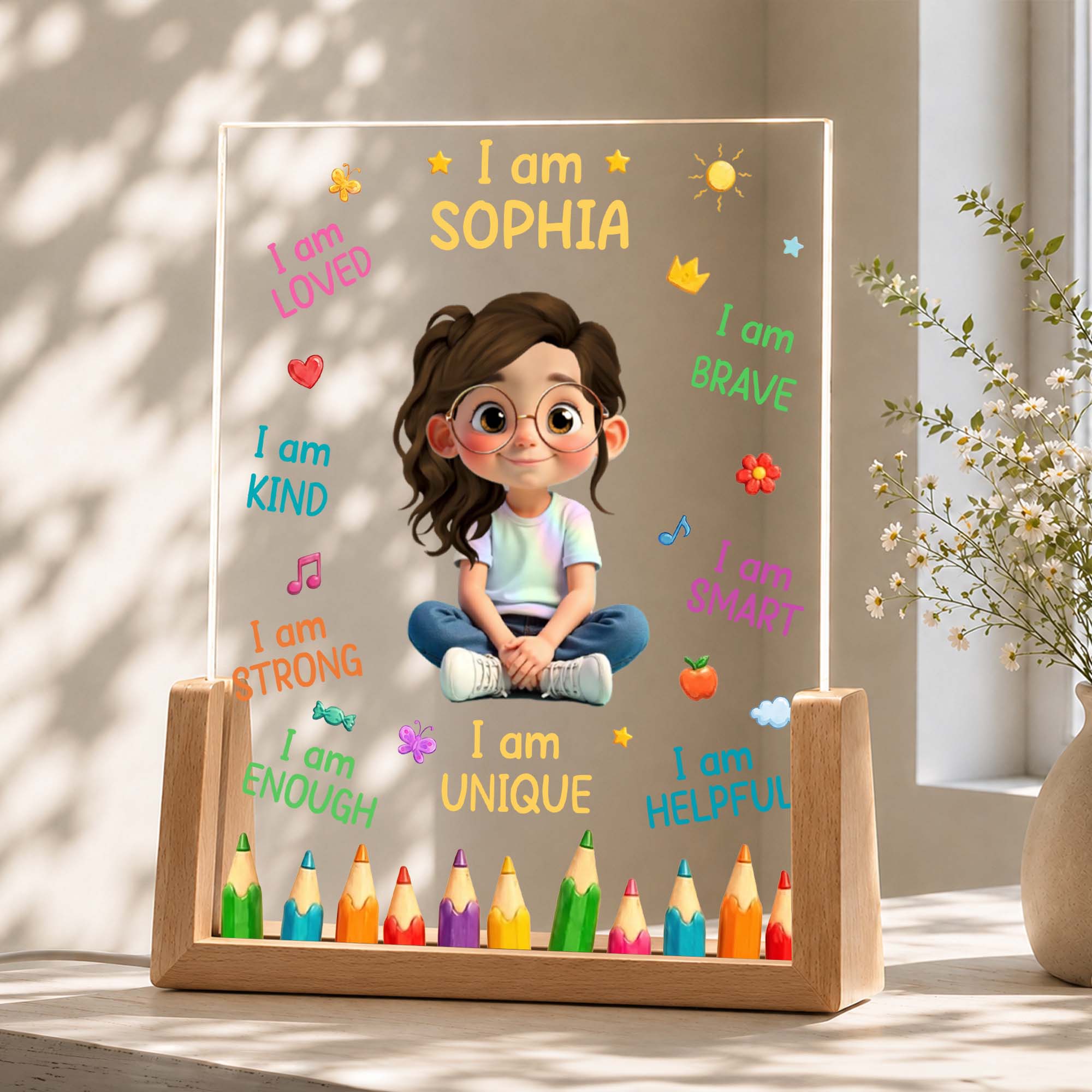 Personalized Acrylic Night Light Custom Name Gift for Kids
