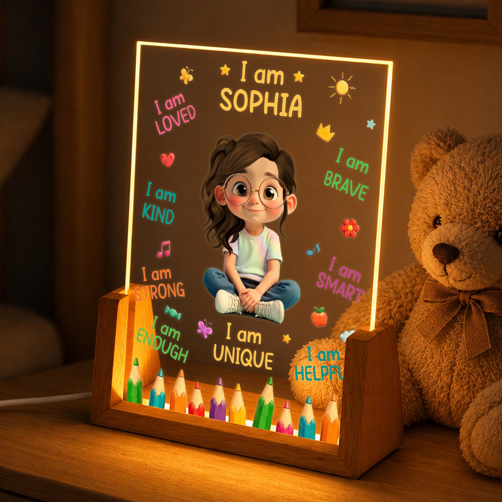 Personalized Acrylic Night Light Custom Name Gift for Kids