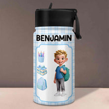 Load image into Gallery viewer, Personalized Kids Water Bottle Custom Name Foldable Straw BPA-Free Gift for Boys
