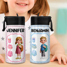 Load image into Gallery viewer, Personalized Kids Water Bottle Custom Name Foldable Straw BPA-Free Gift for Boys
